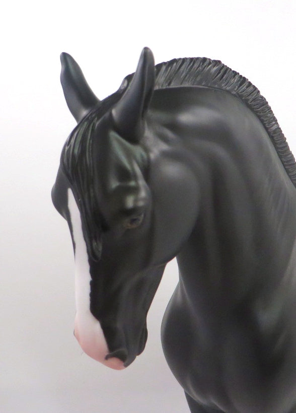 MIDNIGHT HOUR-OOAK DAPPLE BLACK ANDALUSIAN MODEL HORSE PJ 2020
