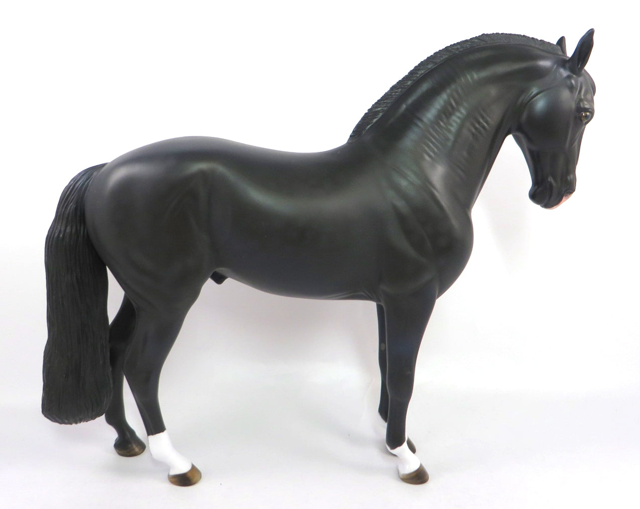 MIDNIGHT HOUR-OOAK DAPPLE BLACK ANDALUSIAN MODEL HORSE PJ 2020