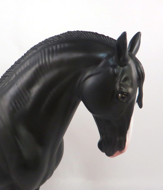 MIDNIGHT HOUR-OOAK DAPPLE BLACK ANDALUSIAN MODEL HORSE PJ 2020