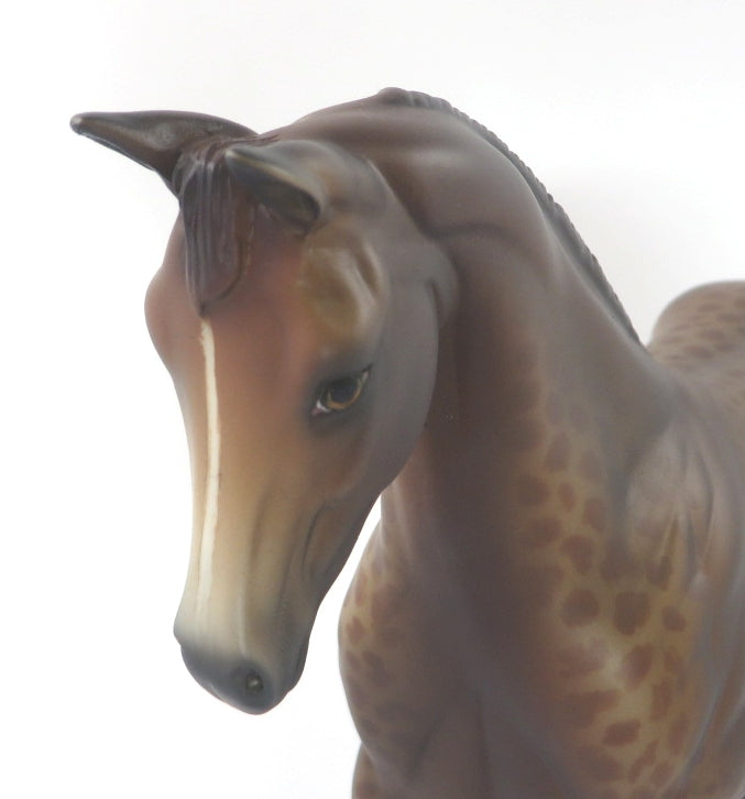 TRIXIE - OOAK DARK CHESTNUT LEOPARD WEANLING MODEL HORSE WHS 19