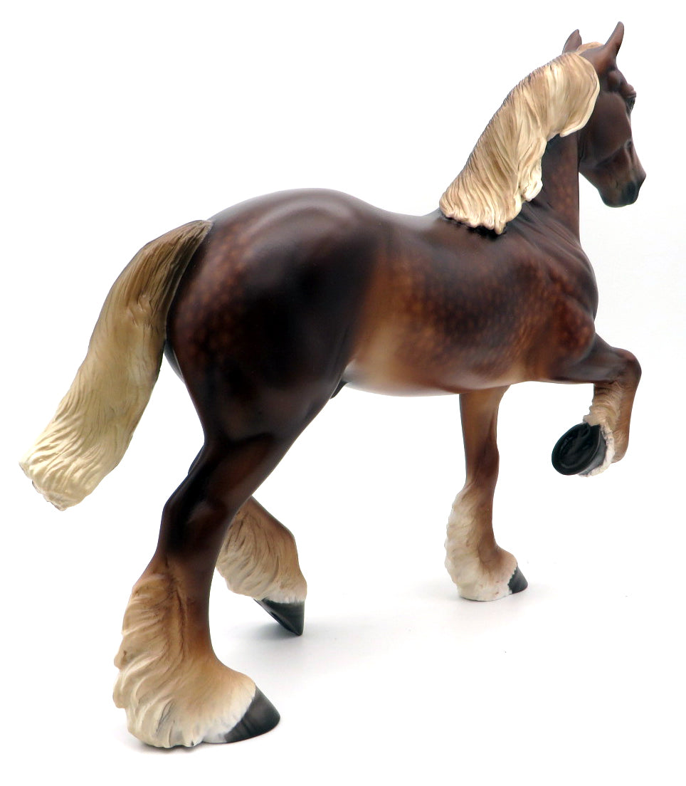 Upon the Roof-OOAK Dapple Chestnut Trotting Drafter Painted by Sheryl Leisure 11/8/21