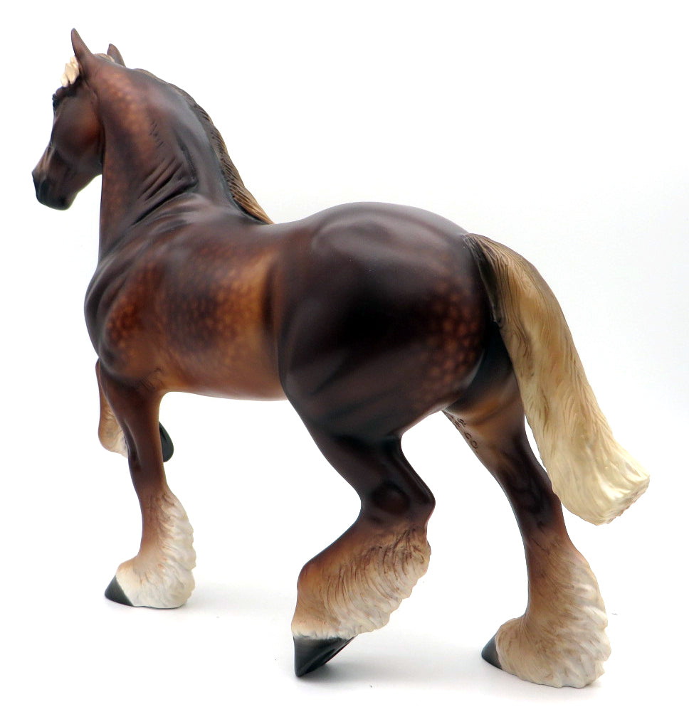 Upon the Roof-OOAK Dapple Chestnut Trotting Drafter Painted by Sheryl Leisure 11/8/21