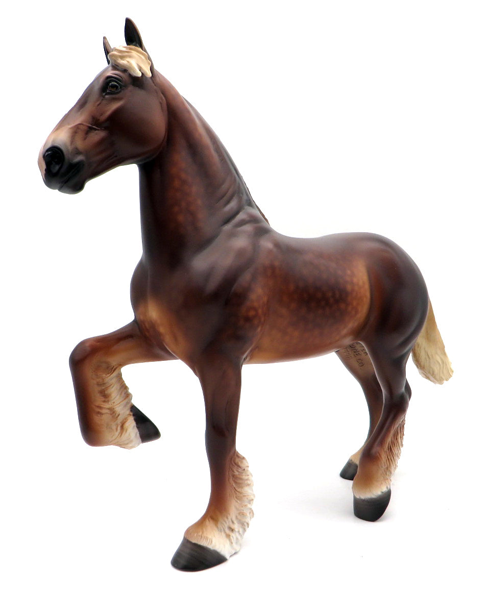 Upon the Roof-OOAK Dapple Chestnut Trotting Drafter Painted by Sheryl Leisure 11/8/21