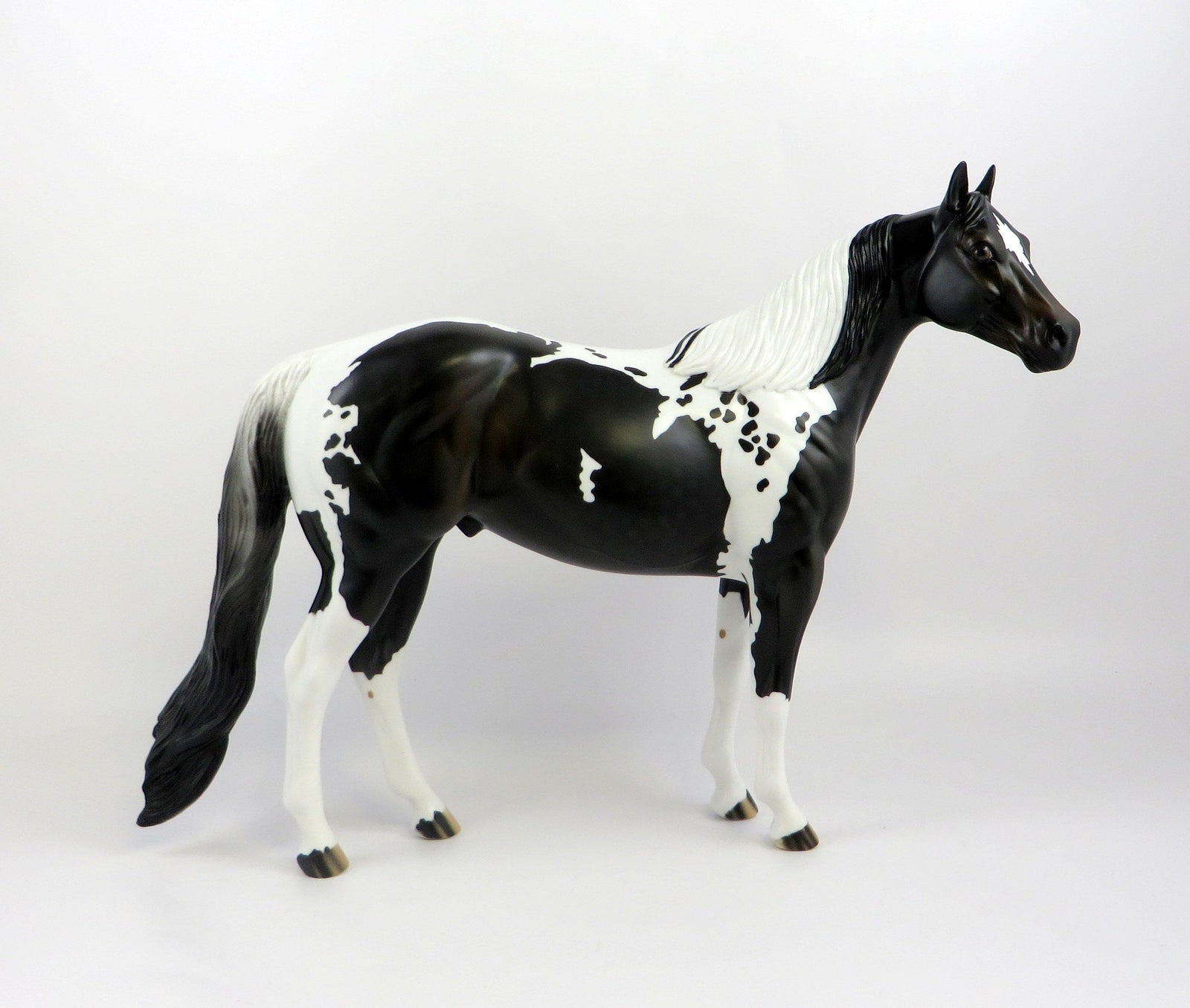 UTHER-OOAK BLACK TOBIANO ISH MODEL HORSE EQ 19