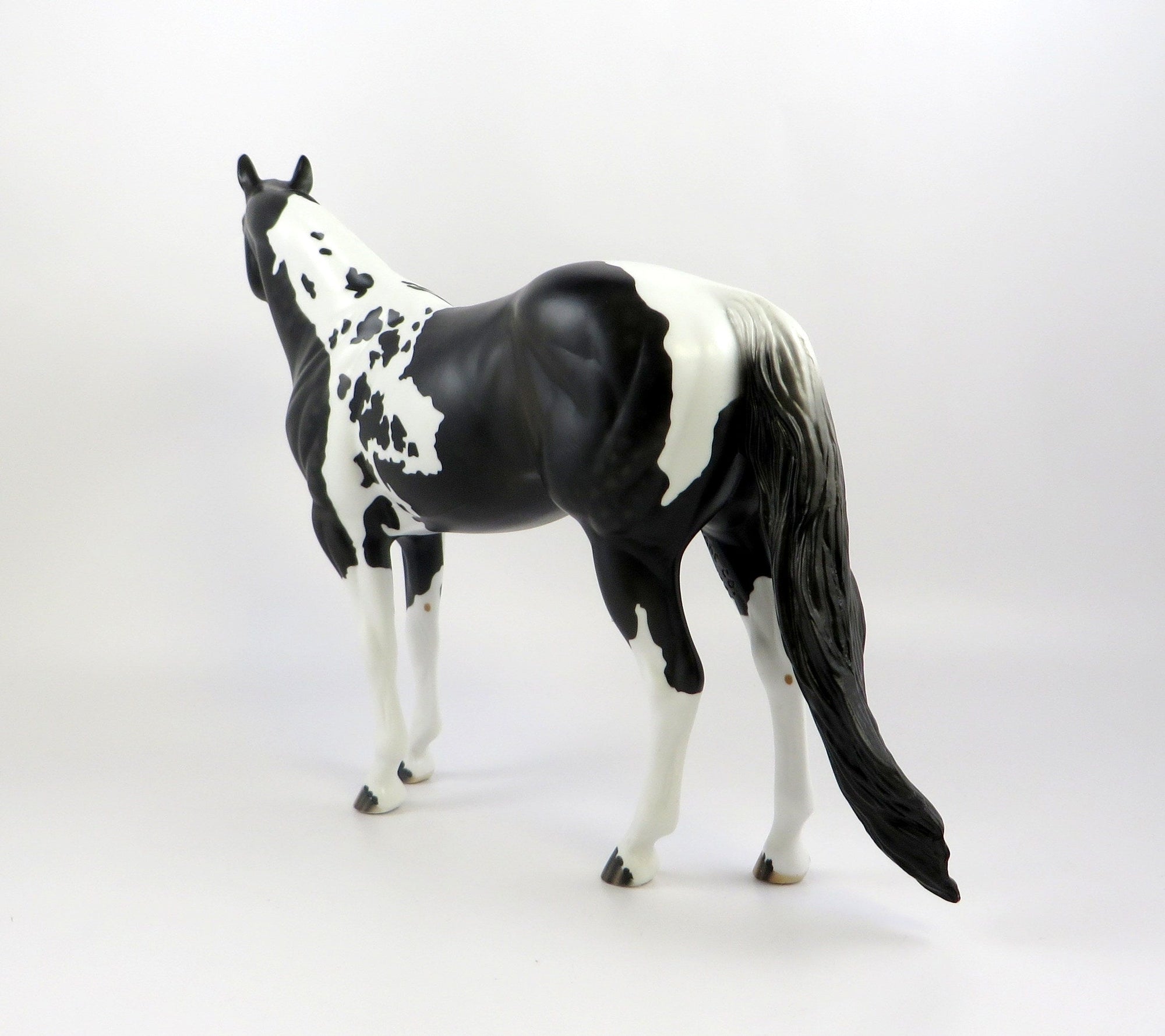 UTHER-OOAK BLACK TOBIANO ISH MODEL HORSE EQ 19