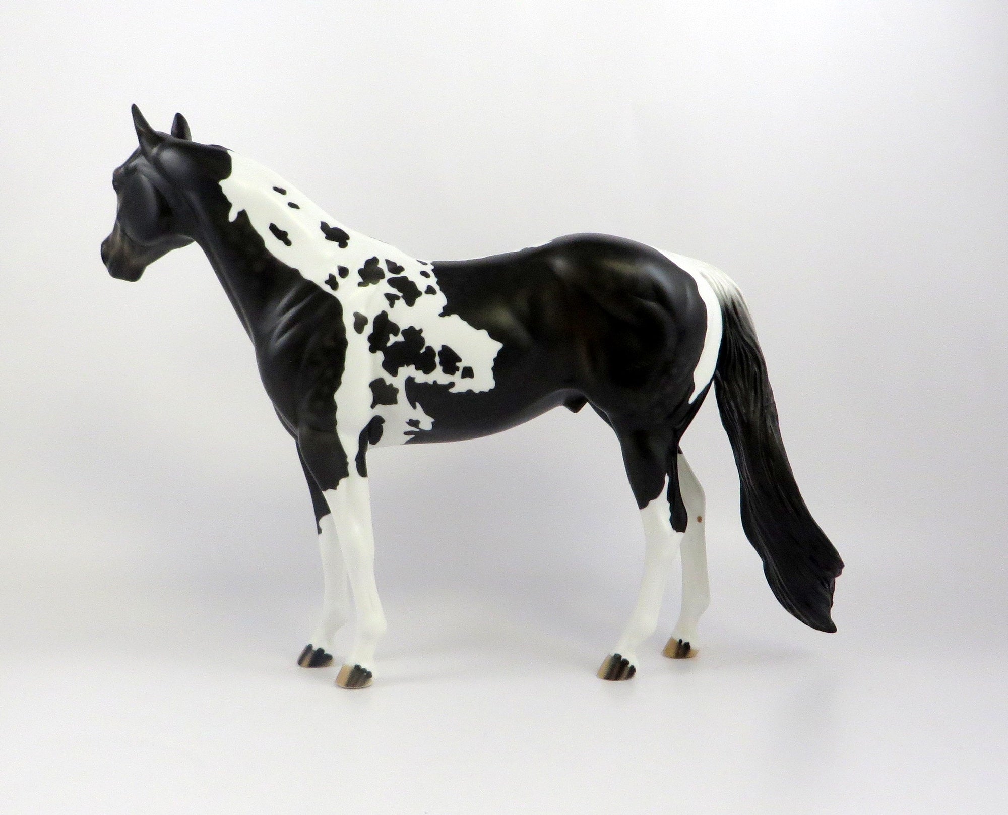 UTHER-OOAK BLACK TOBIANO ISH MODEL HORSE EQ 19