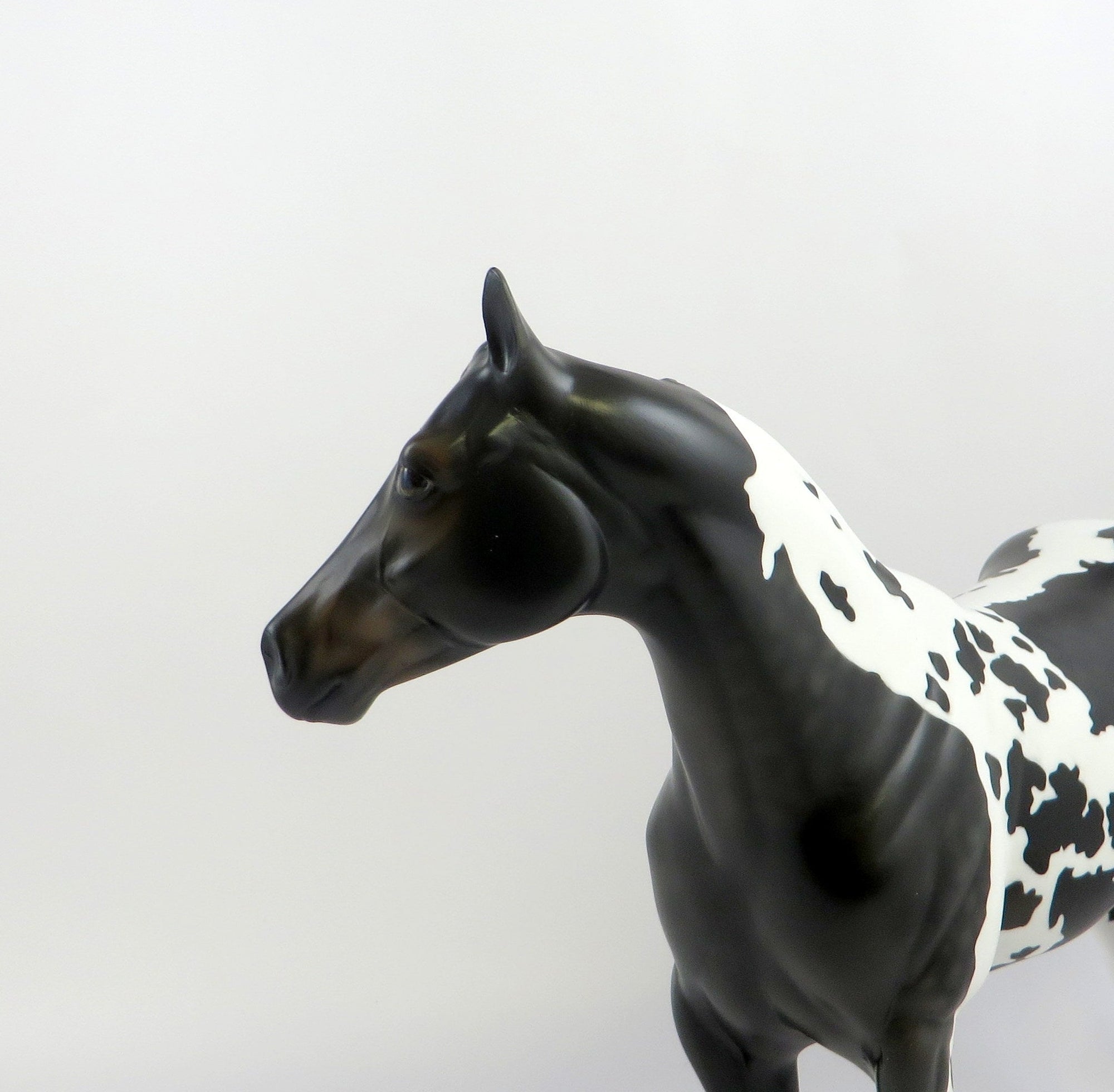 UTHER-OOAK BLACK TOBIANO ISH MODEL HORSE EQ 19