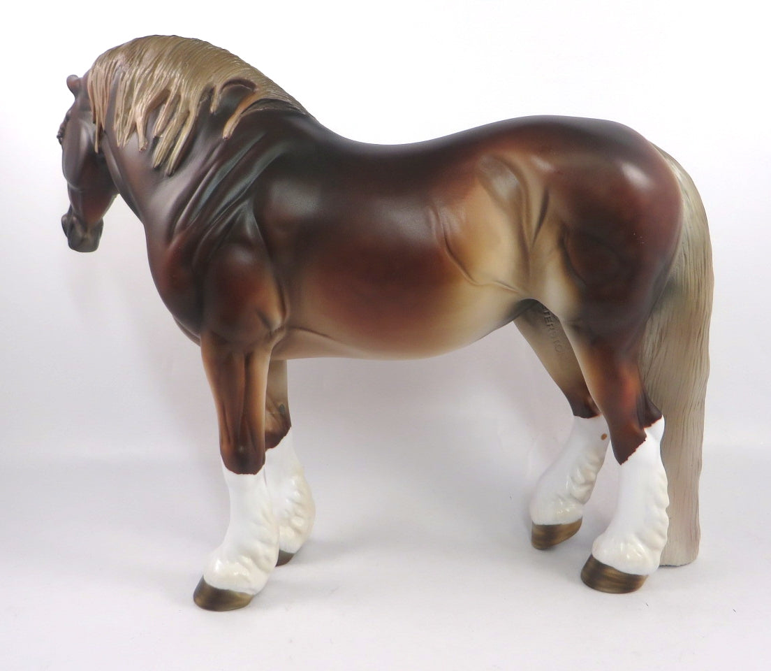 VICTORY- OOAK DARK DAPPLE CHESTNUT WITH FLAXEN MANE &amp; TAIL HD MODEL HORSE BY MISSY FOX SB20