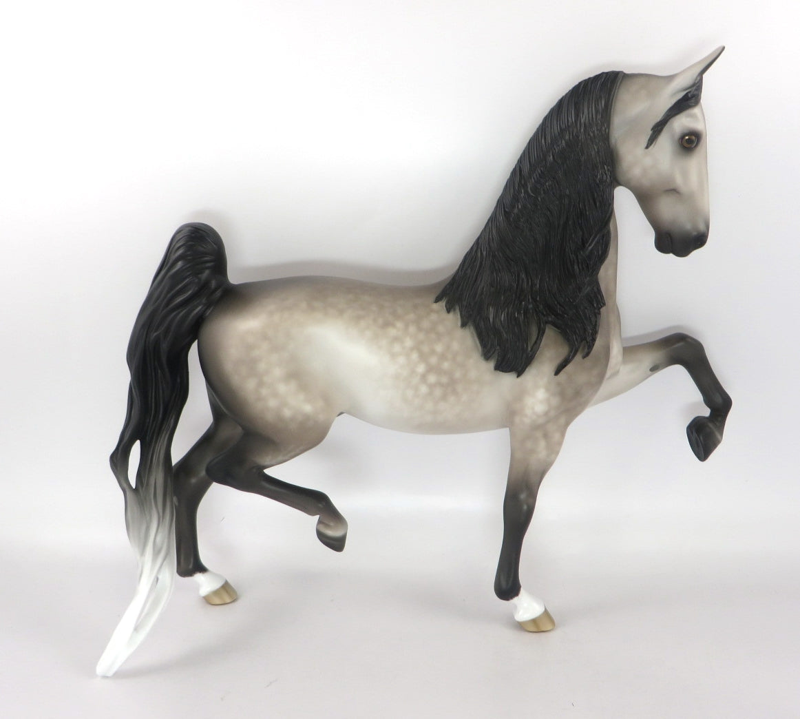 WALTZING SNOWFLAKE - DAPPLE ROSE GREY SADDLEBRED MODEL HORSE BY SHERYL LEISURE WHS19