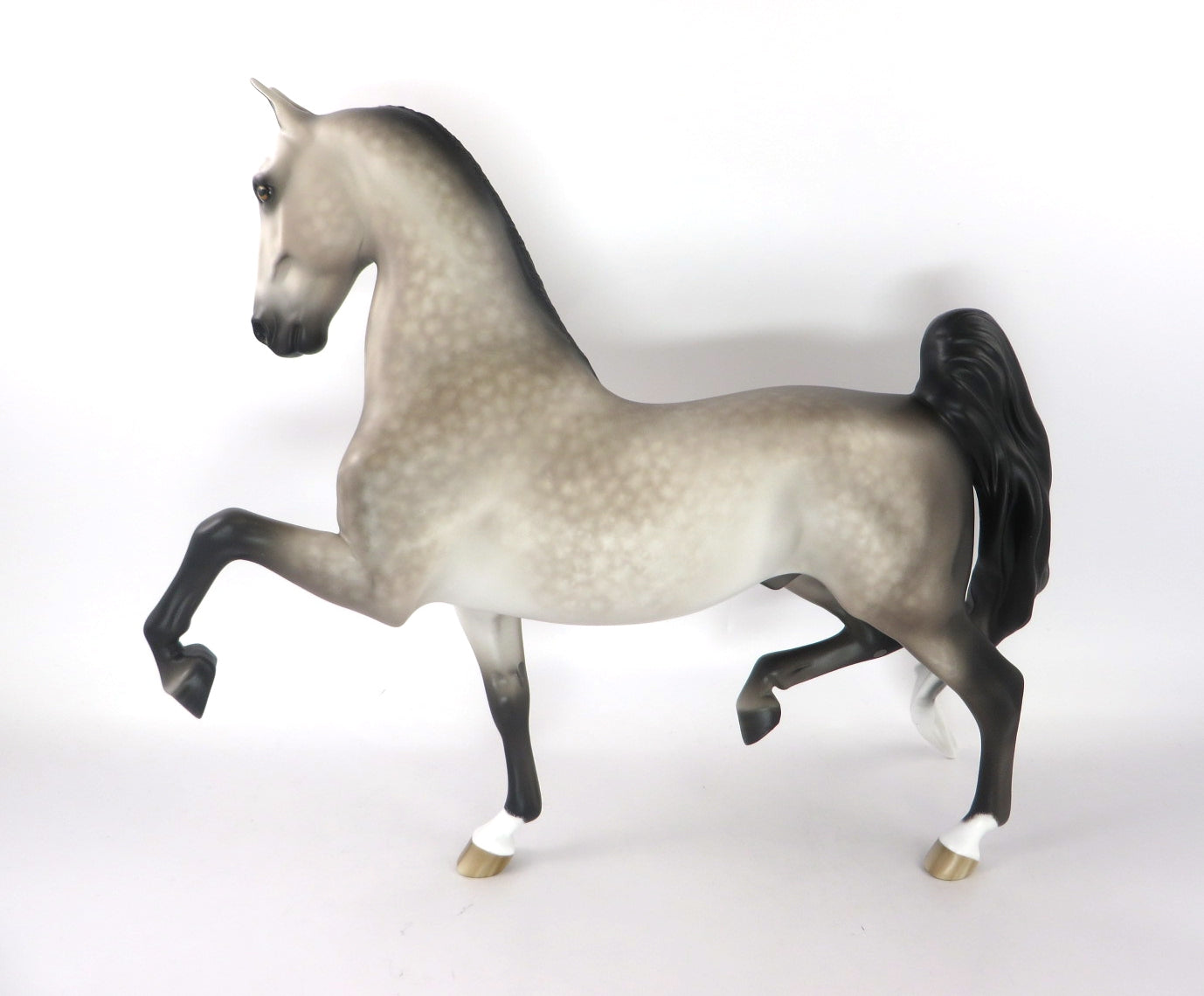 WALTZING SNOWFLAKE - DAPPLE ROSE GREY SADDLEBRED MODEL HORSE BY SHERYL LEISURE WHS19