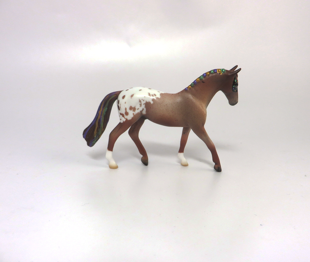 JESTER- OOAK MARDI GRAS DECORATOR WARMBLOOD CHIP ROAN APPY BY AMANDA HOSTETLER  3-5-19