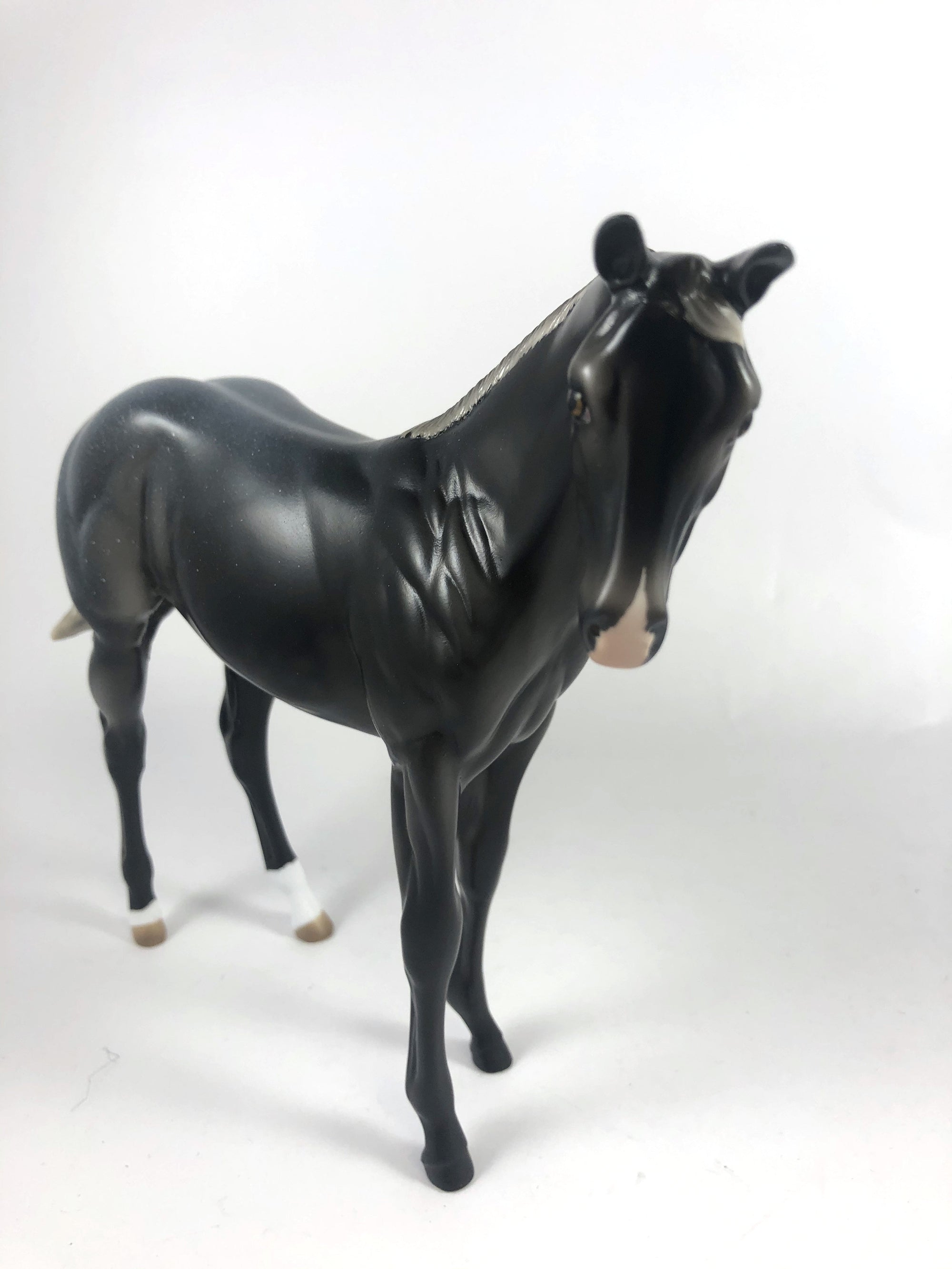 MIDNIGHT BURST -OOAK BLACK ROAN WEANLING MODEL HORSE BY AUDREY DIXON MM 19