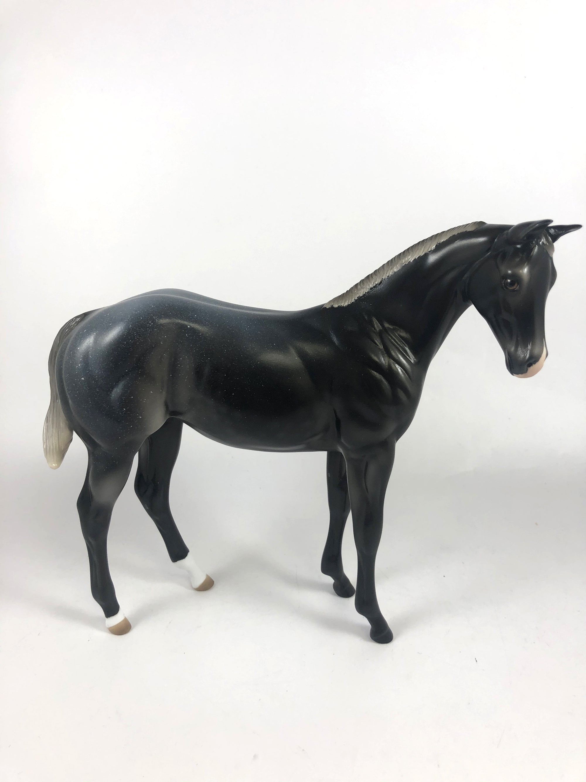 MIDNIGHT BURST -OOAK BLACK ROAN WEANLING MODEL HORSE BY AUDREY DIXON MM 19