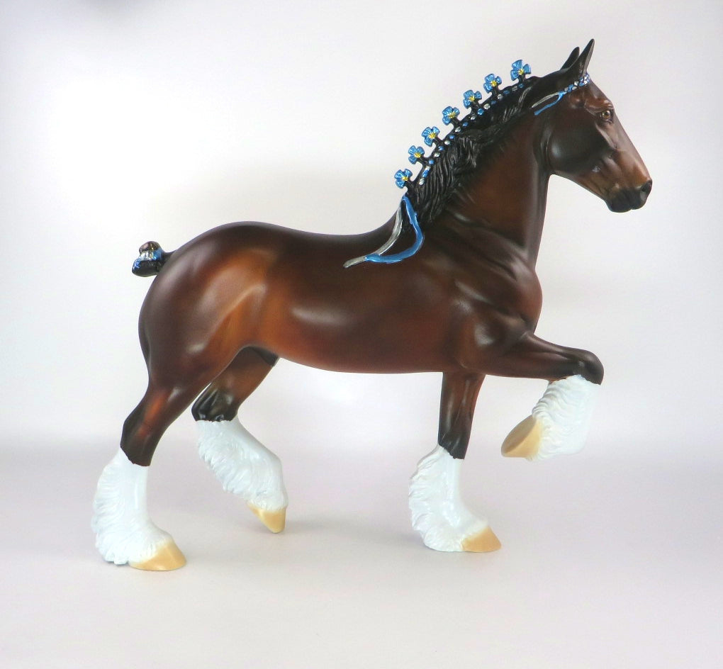 WHISKEY - OOAK DAPPLE BAY TROTTING DRAFTER MODEL HORSE BY KAYLA WESSE 2/21/20