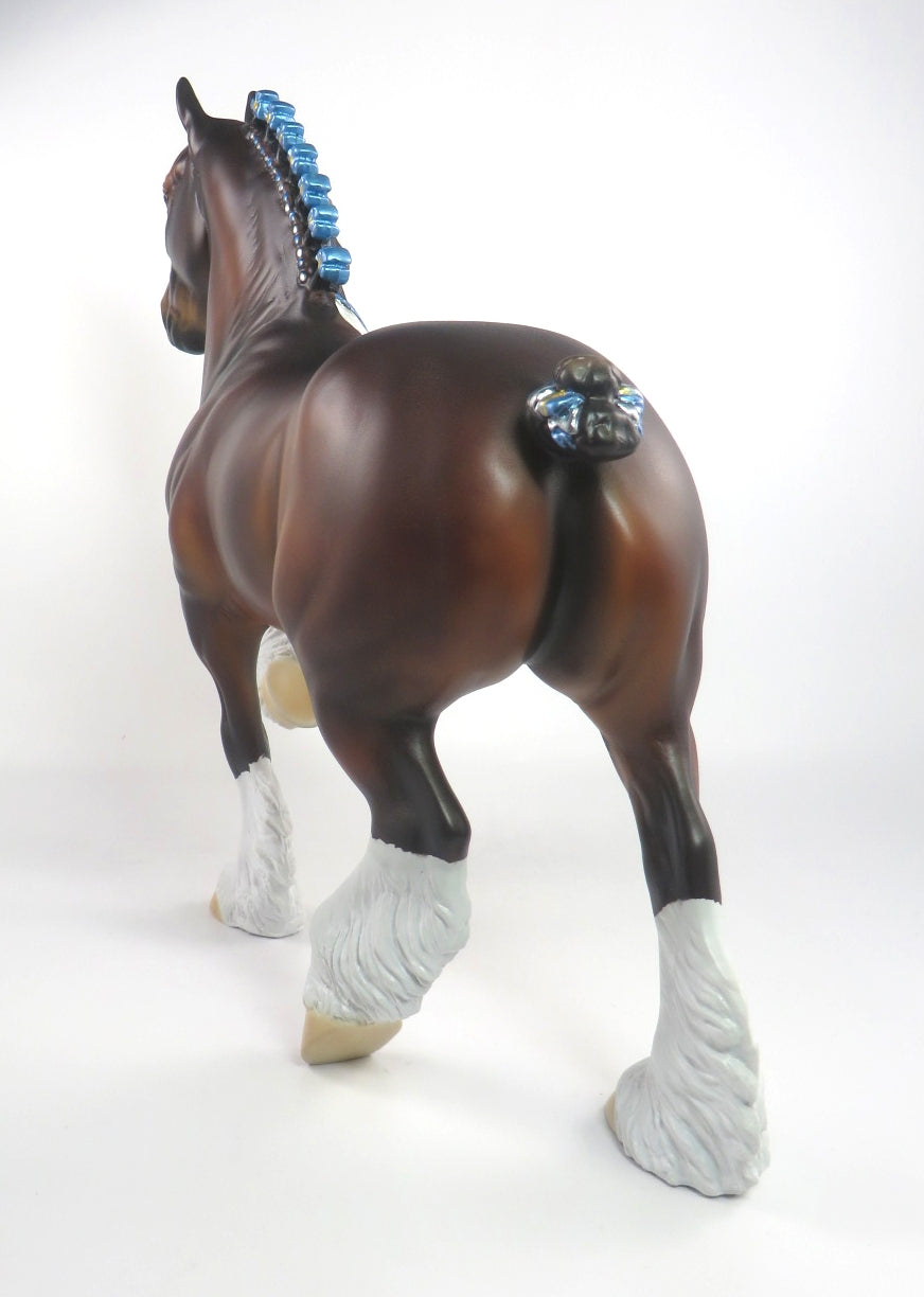 WHISKEY - OOAK DAPPLE BAY TROTTING DRAFTER MODEL HORSE BY KAYLA WESSE 2/21/20