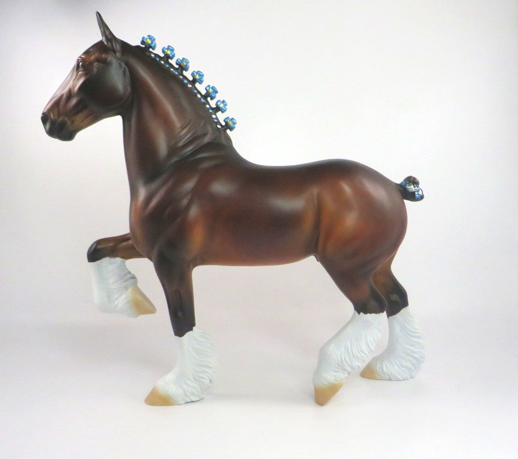 WHISKEY - OOAK DAPPLE BAY TROTTING DRAFTER MODEL HORSE BY KAYLA WESSE 2/21/20