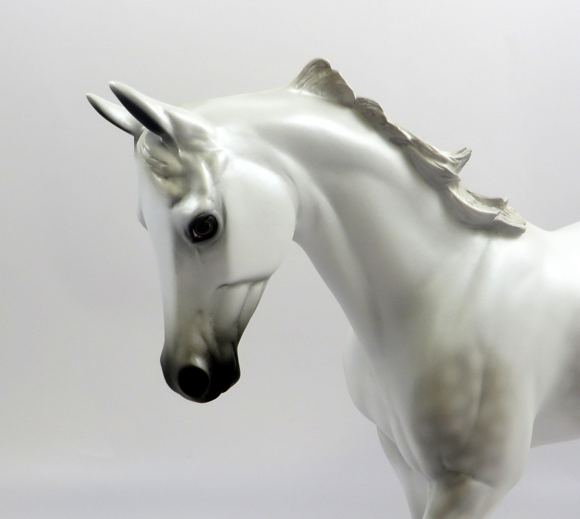 WHITE KNIGHT-OOAK DAPPLE GREY THOROUGHBRED MODEL HORSE EQ 19
