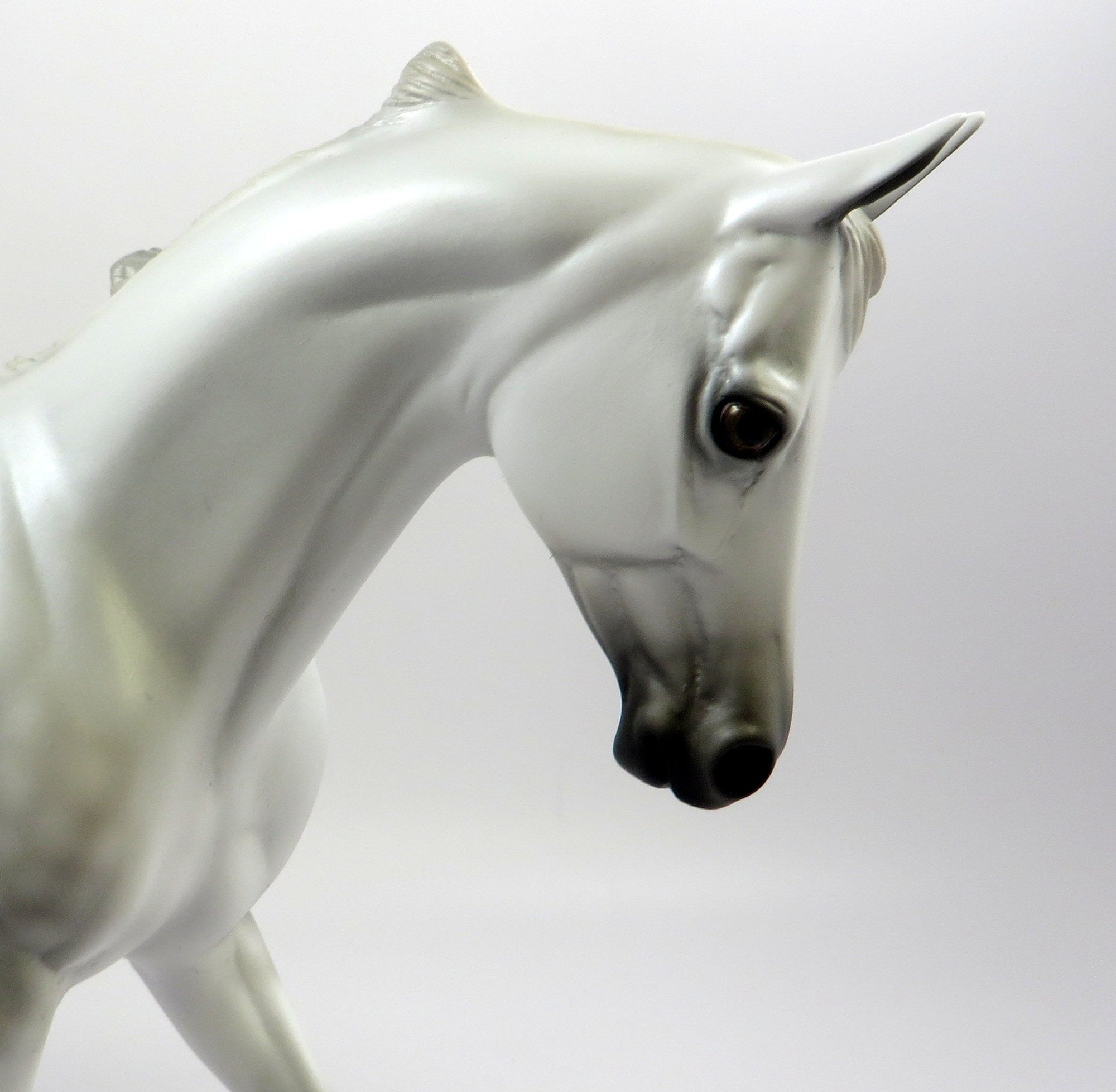 WHITE KNIGHT-OOAK DAPPLE GREY THOROUGHBRED MODEL HORSE EQ 19