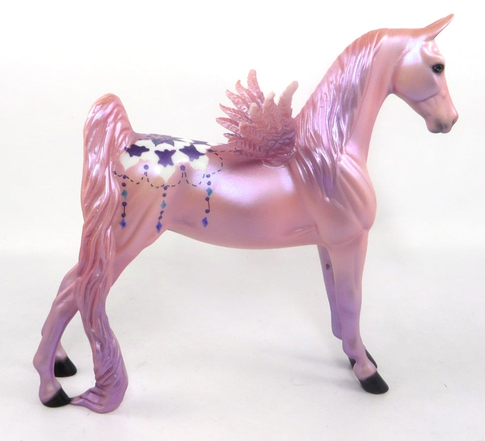 WINE AT NINE -- OOAK PINK WITH WINGS DECORATOR  PEBBLE  BY DAWN QUICK SB20