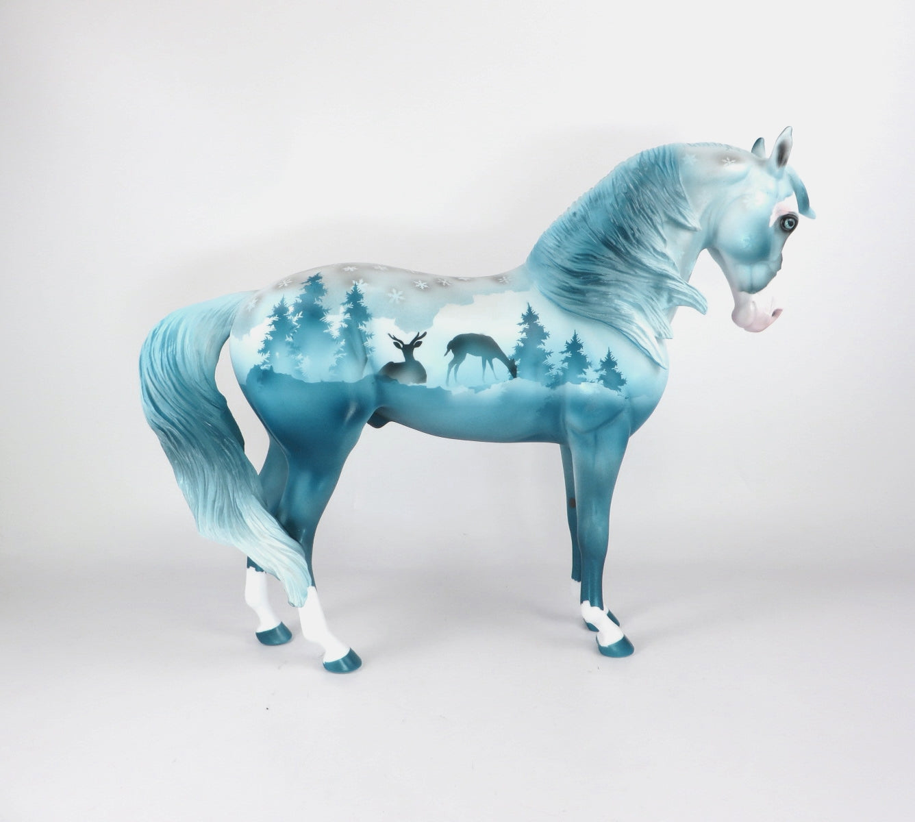 WINTER WILDLIFE  - OOAK WINTER SCENE DECORATOR ANDALUSIAN  BY DAWN QUICK WHS19