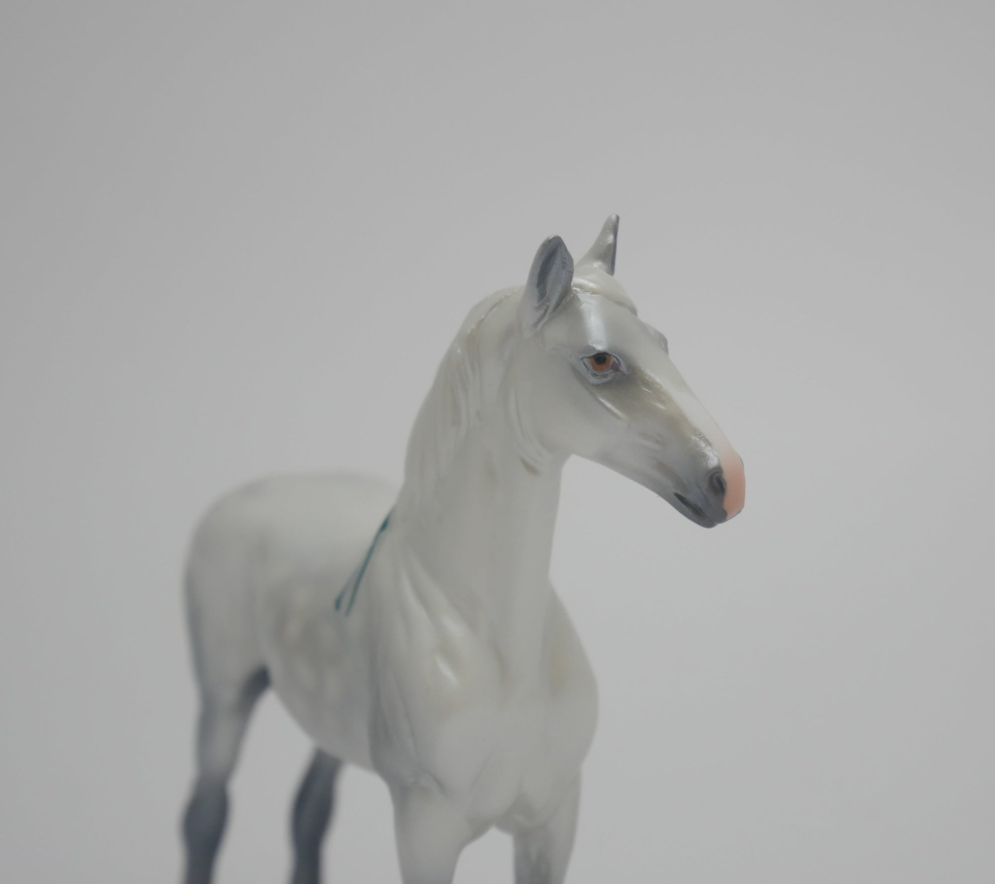 MINI ME WOODEN NICKEL-LE-5 DAPPLE GREY STANDING DRAFT MODEL HORSE 3/18/20