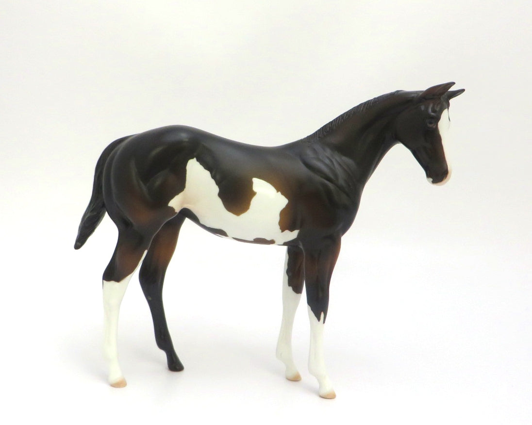 YOHI -OOAK-DARK BAY PINTO WEANLING MODEL HORSE BY AMANDA HOSTETLER
