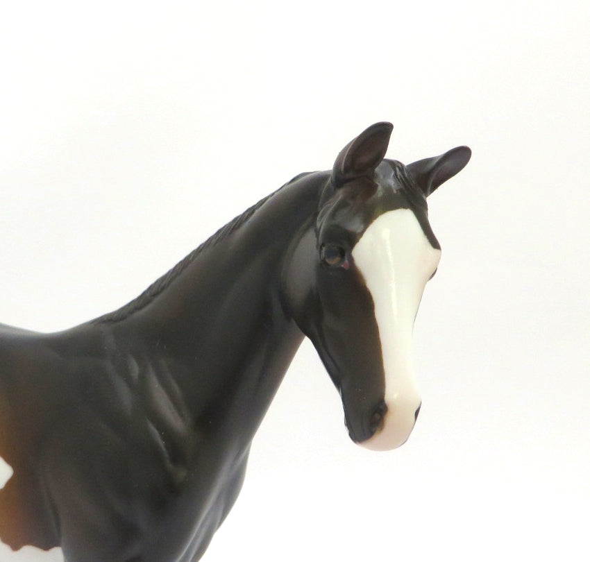 YOHI -OOAK-DARK BAY PINTO WEANLING MODEL HORSE BY AMANDA HOSTETLER