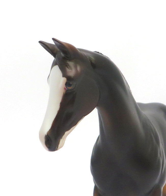 YOHI -OOAK-DARK BAY PINTO WEANLING MODEL HORSE BY AMANDA HOSTETLER