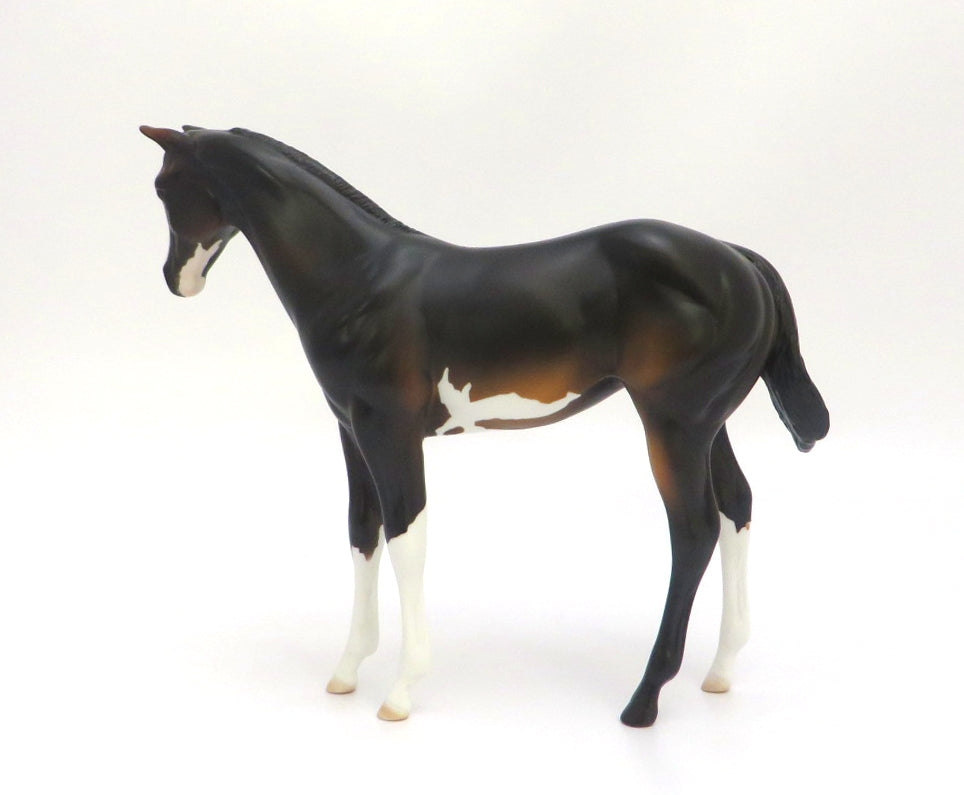 YOHI -OOAK-DARK BAY PINTO WEANLING MODEL HORSE BY AMANDA HOSTETLER