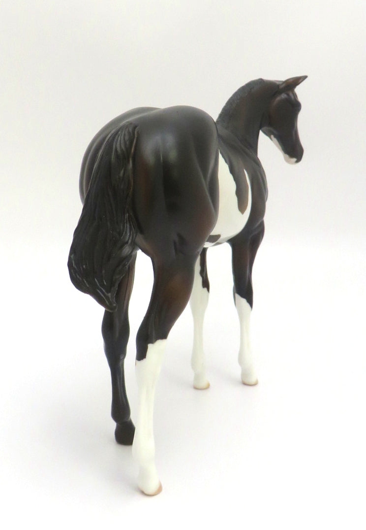 YOHI -OOAK-DARK BAY PINTO WEANLING MODEL HORSE BY AMANDA HOSTETLER