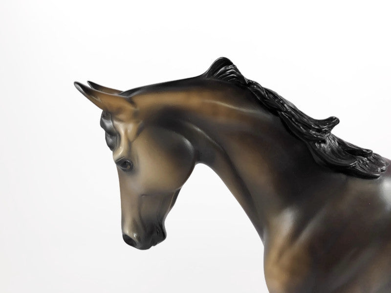 ZACCHINI -OOAK DAPPLED SOOTY BUCKSKIN THOROUGHBRED MODEL HORSE BY MISSY FOX LHS 19