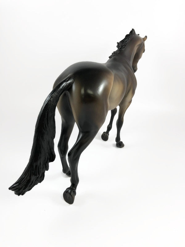 ZACCHINI -OOAK DAPPLED SOOTY BUCKSKIN THOROUGHBRED MODEL HORSE BY MISSY FOX LHS 19