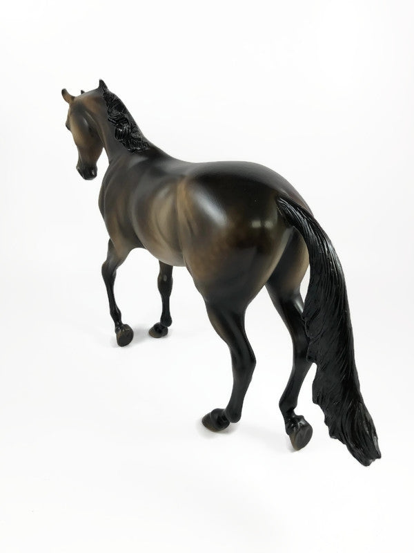 ZACCHINI -OOAK DAPPLED SOOTY BUCKSKIN THOROUGHBRED MODEL HORSE BY MISSY FOX LHS 19