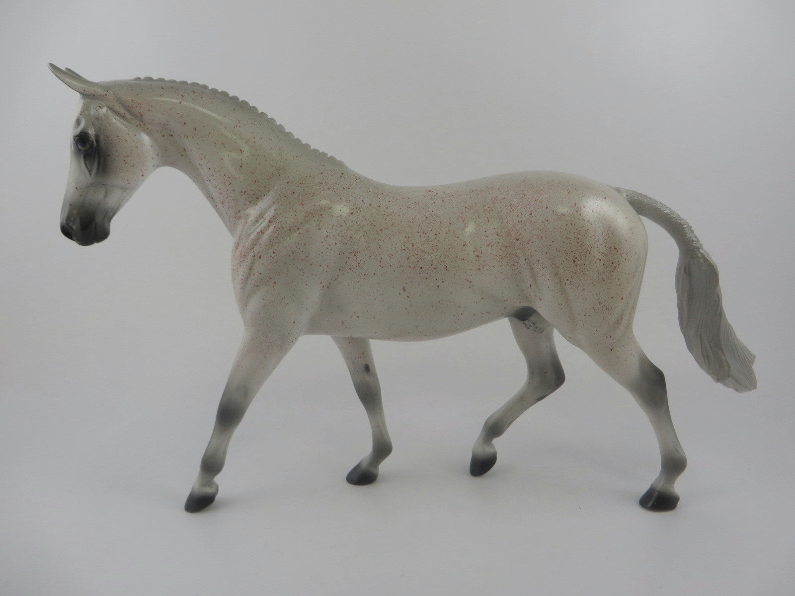 ZOMBIE-OOAK  FLEA BITTEN LIGHT GREY PONY MODEL HORSE BY KAYLA WESSE MM19